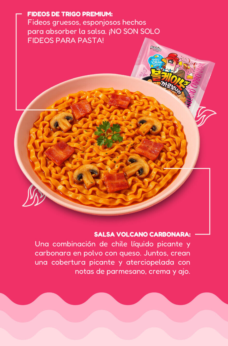 Paldo Volcano Ramen Sabor Pollo Picante Carbonara 130g - Image 2